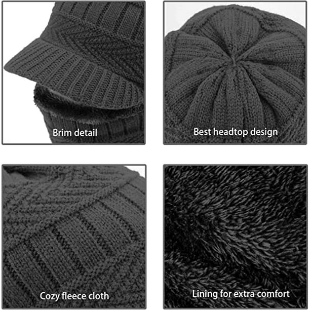 Pasamontañas de lana gruesa de punto para hombres, gorro de