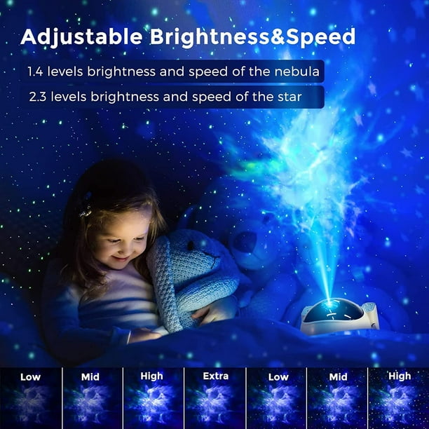Proyector de luz de astronauta, proyector de galaxia, luz nocturna para  niños, proyector de galaxia nebulosa ajustable de 360° con control remoto  para