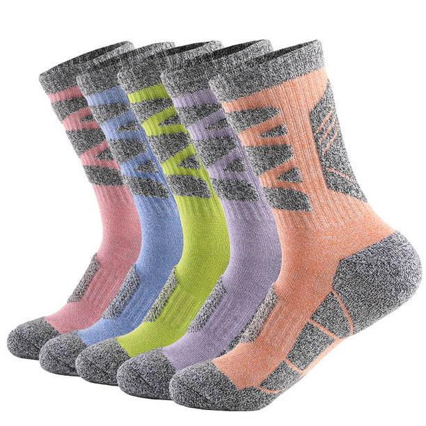 5 pares de calcetines para caminar y senderismo para hombres y mujeres,  antiampollas, cómodos, transpirables, de algodón natural, acolchados para