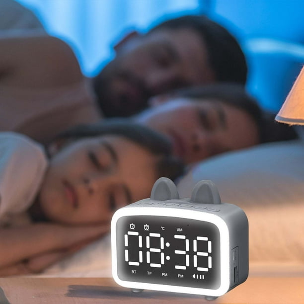 Reloj despertador digital con altavoz Bluetooth, pantalla de espejo de  carga USB, reloj de escritorio para dormitorio, reloj despertador  inteligente