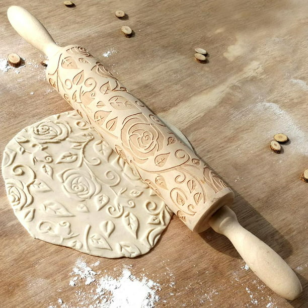Rodillo de madera de Navidad, rodillo grabado en relieve, herramientas de  decoración de cocina para hornear galletas en relieve (estilo 3)