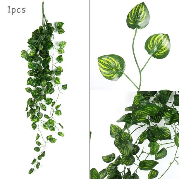Tbestmax Paquete de 48 plantas artificiales de hojas de hiedra de 315 pies,  hojas de vid verde, guirnalda colgante de vegetación, flores de follaje