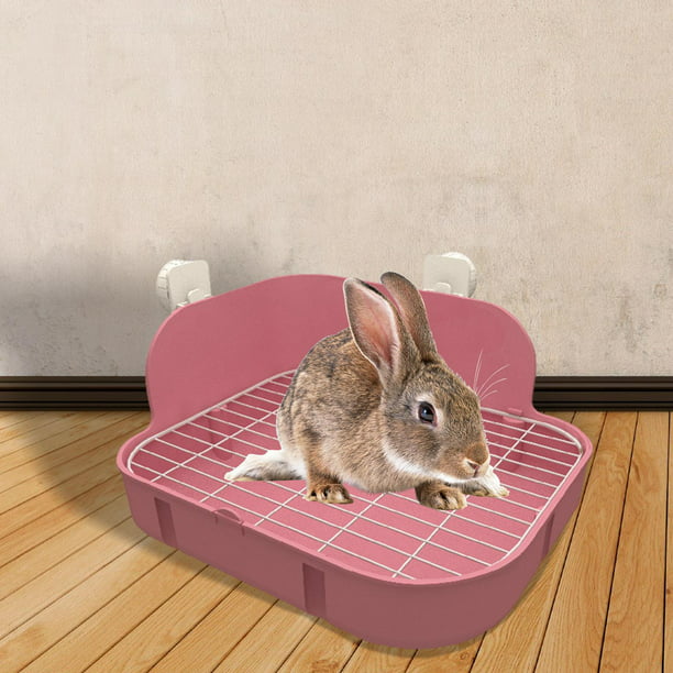 Caja de arena de conejo para mascotas, orinal de esquina fijable para hurón  - AliExpress