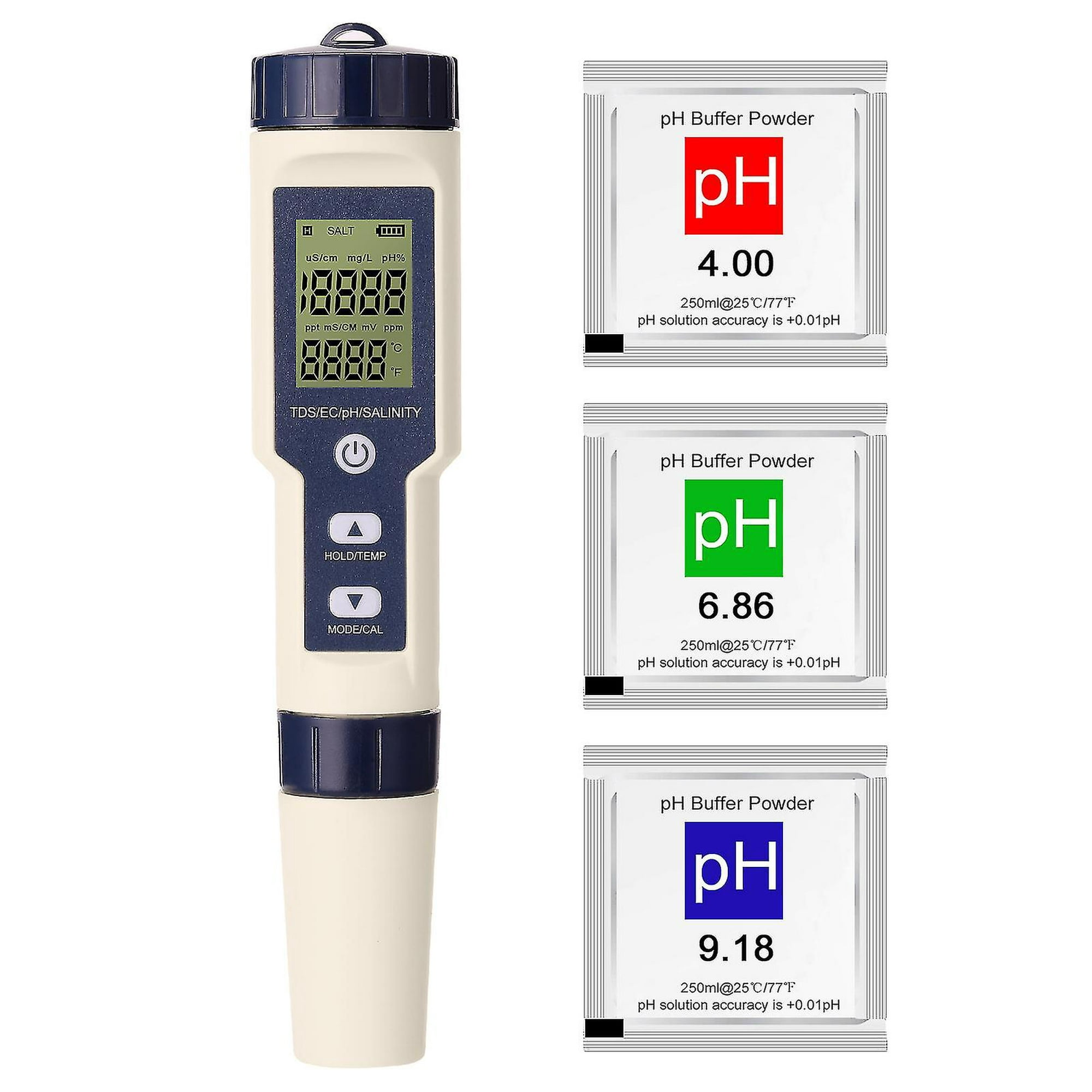 Probador de pH 4 en 1 agua, probador de agua multifuncional TDS PH EC,  medidor de pH 0.01 de alta precisión de bolsillo de calidad de agua  probador