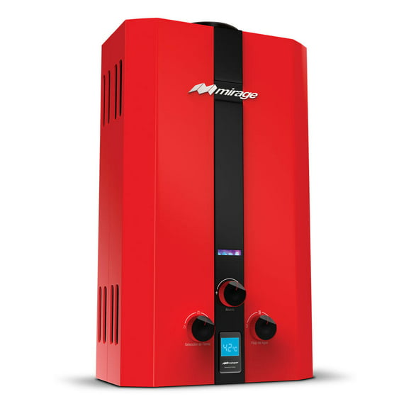 boiler calentador de paso flux rojo mirage 10 litros por minuto gas lp mirage mbf10bb