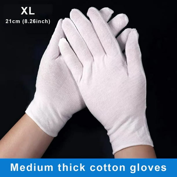 Sonducket 12 pares de guantes de algodón blanco para hombre, manopla de  trabajo , guante para el cuidado de la piel para inspección, joyería,  guantes y mitones medio y grueso XL Sonducket