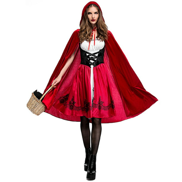 Disfraz de Caperucita Roja para Mujer Capa Roja Capa Disfraces de Halloween  Rojo XL JAMW Sencillez