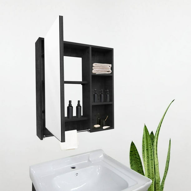Mueble de pared para baño con espejo Ikorfat estantes ajustables