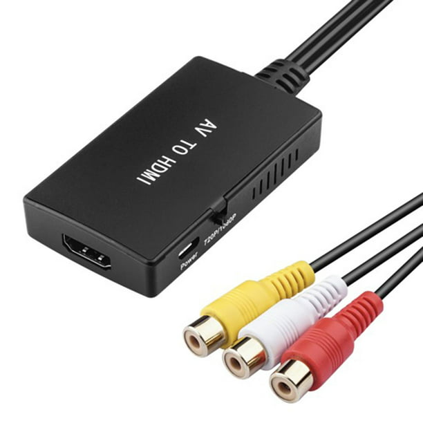Convertidor RCA a HDMI, Adaptador compuesto AV a HDMI compatible con 1080P,  PAL / NTSC para proyector de monitor de TV, 2.8 x 1.6 x 0.5 pulgadas