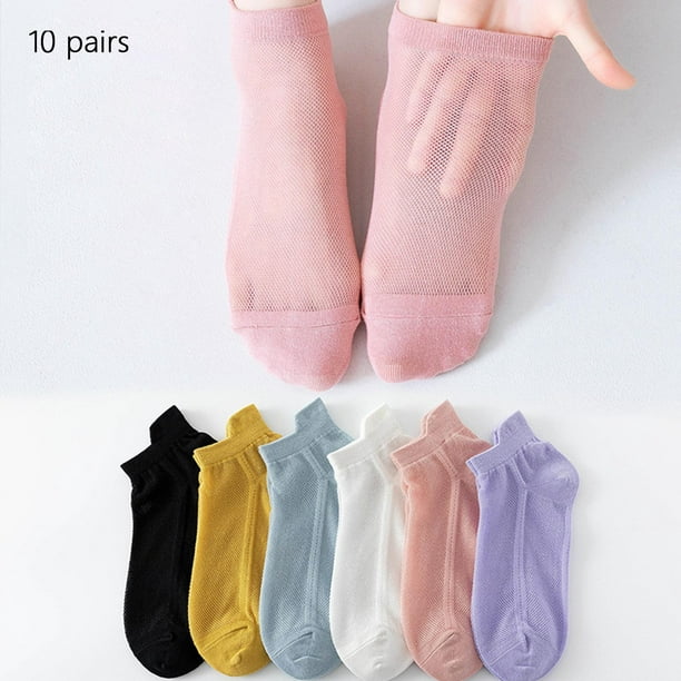 Calcetines cortos tobilleros para mujer y niña, calcetín Invisible de color  caramelo, 5 pares, 10 colores - AliExpress