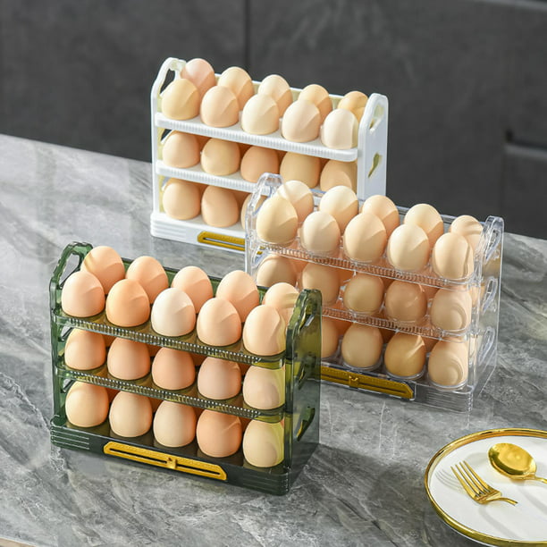 Titular de huevos Organizador de 30 rejillas para huevos, nevera, huevos,  para despensa, encimera, armario, estante, cajón , VERDE Magideal Titular  de huevos
