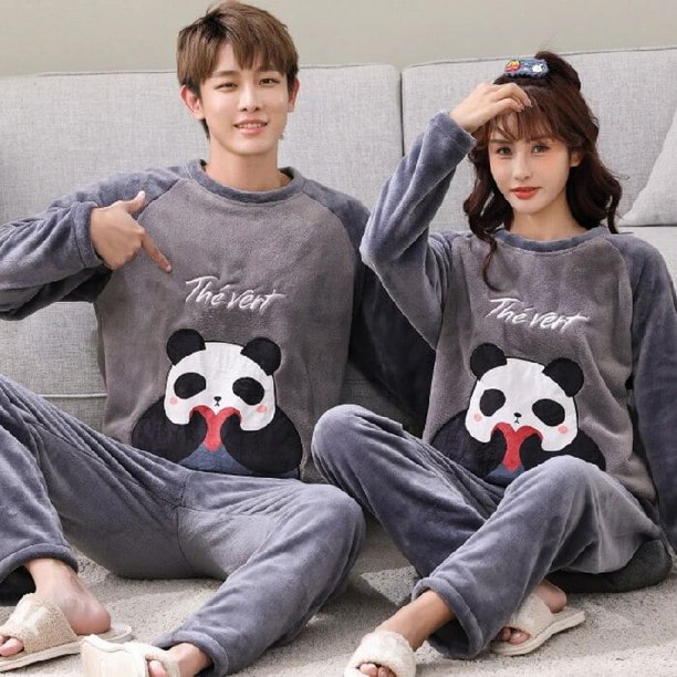 Conjuntos de pijamas para parejas para hombres y mujeres, ropa de