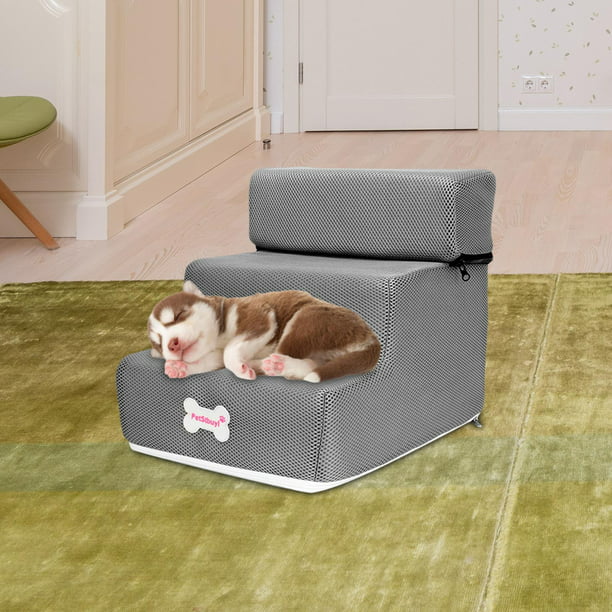 Escaleras para perros para cama alta, escalones de espuma antideslizante de  6 niveles para perros con funda extraíble y bolsa de almacenamiento
