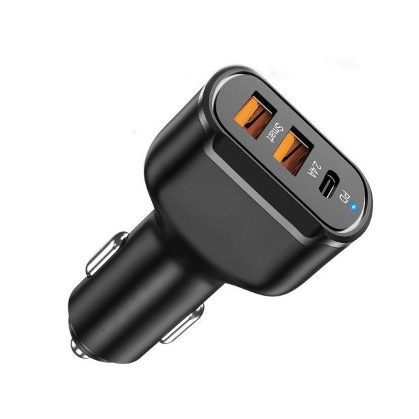 Cargador de Coche USB, 1 Pieza Negro Cargador de Coche USB 3 en 1, Cargador  de Coche Cargador de Coche USB para iPhone 14/14 Plus/14 Pro Max/13/12,  iPad, Samsung Galaxy S22, Huawei