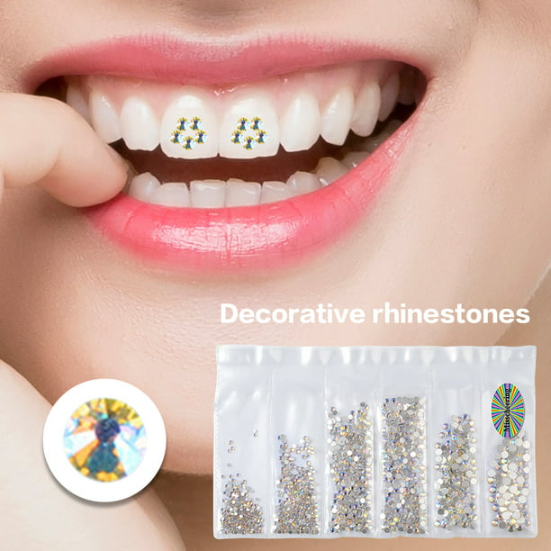 Joyas de diamantes de imitación dentales, joyas de dientes, gemas de  decoración de dientes de cristal dental (marfil) Ehuebsd Cuidado Belleza