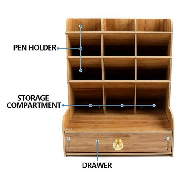 Portalápices de escritorio, organizador de lápices, caja de almacenamiento  estacionaria, oficina, escuela, escritorio, soporte de carpintería