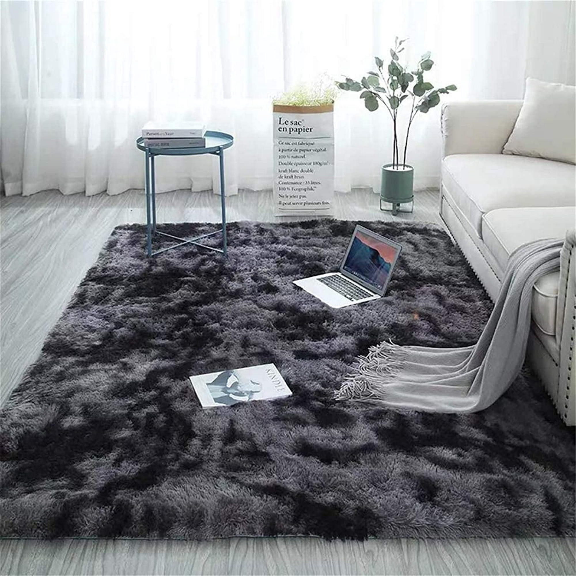 GKLUCKIN - Alfombra ultra suave acolchada para área, de 5x7 pies, de color  gris claro, alfombras de felpa, peludas, antideslizantes,de piel sintética