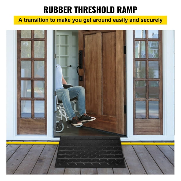 Rampa de goma para silla de ruedas, de 2.5 pulgadas, de transición estable,  antideslizante, puerta de umbral, portátil, acceso de movilidad para el