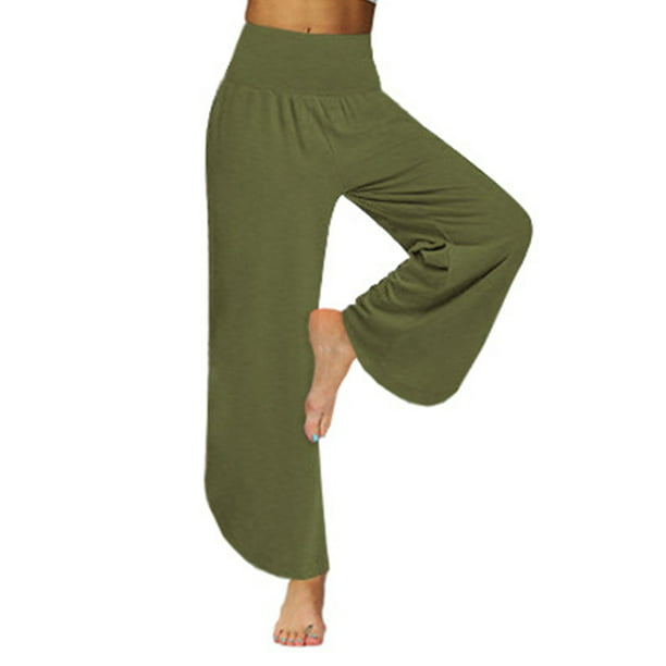 UEU - Pantalones de yoga para mujer, holgados, informales, de pierna ancha,  pantalones cómodos de cintura alta y con bolsillos para deportes y