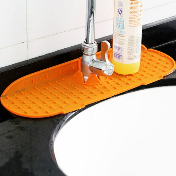 Alfombrilla de silicona para grifo de cocina, protector contra salpicaduras  para fregadero, protector para encimera (naranja)