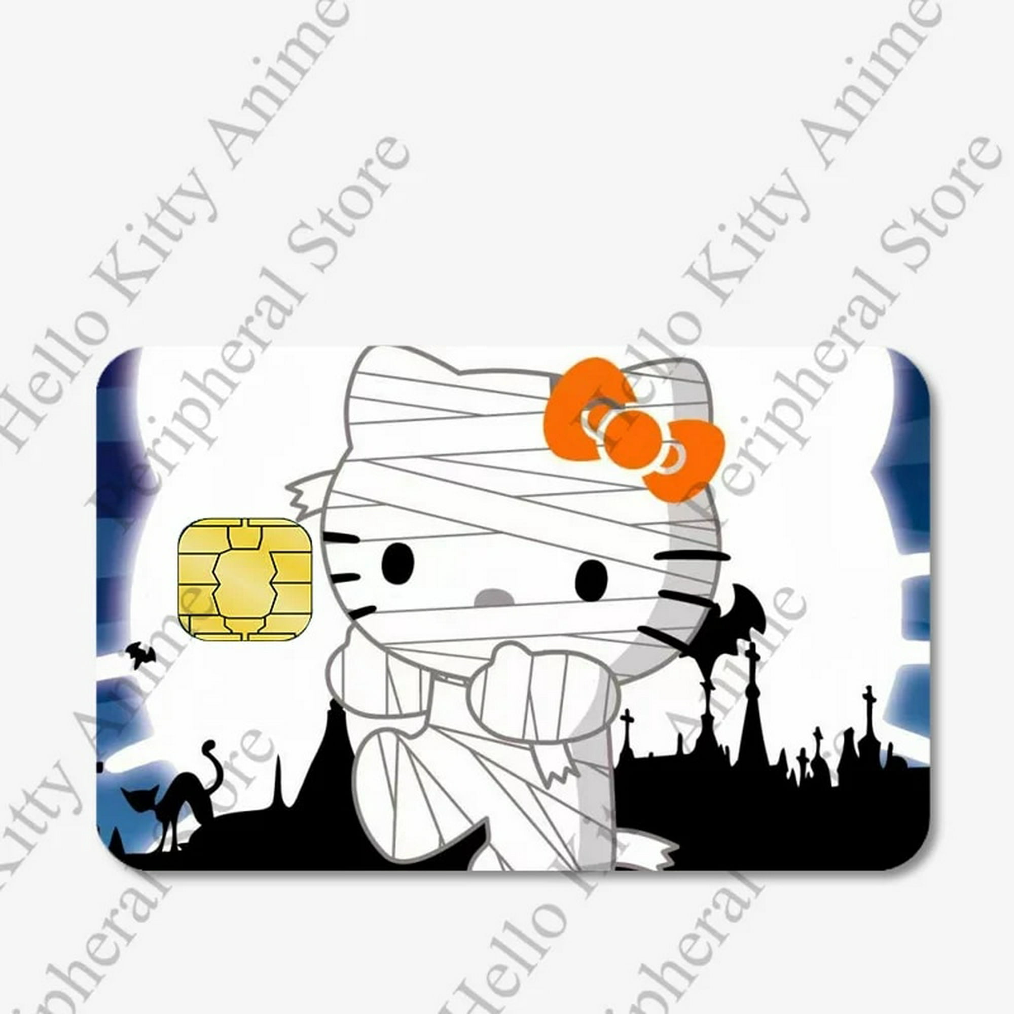 Hellokittys-pegatina de tarjeta de débito de crédito, dibujos animados,  Sanrios, Anime, Kuromi, Melody, impermeable, póker, película adhesiva, piel  para Chip pequeño