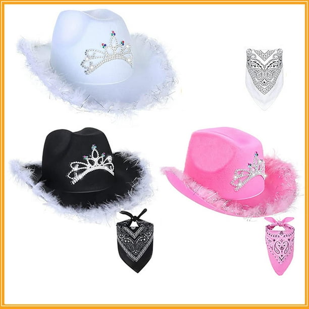 Sombrero de vaquero de estilo occidental, sombrero ancho para mujer,  sombreros de boda, sombrero de fieltro con de cristal para novia Sombrero  Yuyangstore Sombrero de vaquero