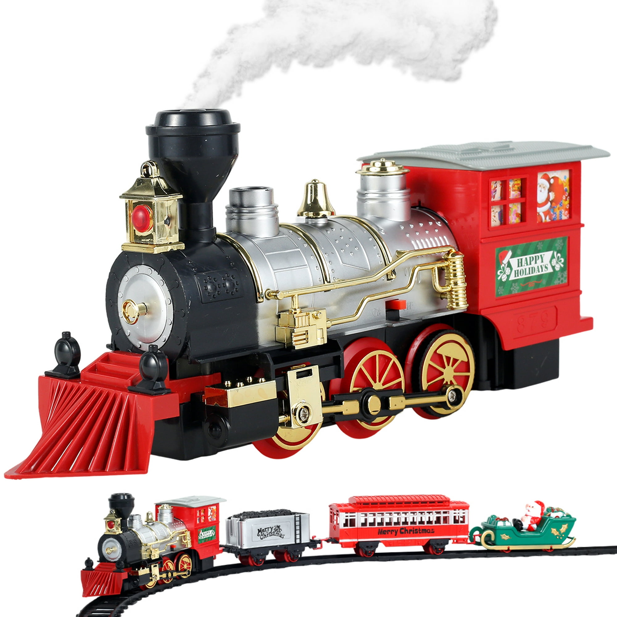 Tren infantil con locomotora y 4 vagones. Generador de humo real y sonido.  - Trenes de Juguete