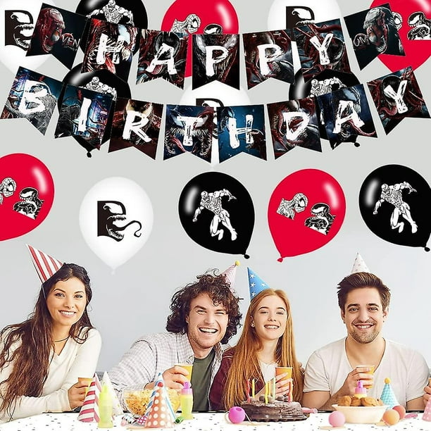 Decoraciones de globos para fiesta de Venom, 32 piezas Juego de  decoraciones para fiestas temáticas de Venom Decoraciones de cumpleaños  Globos de veneno Pancarta de feliz cumpl YONGSHENG 8390605082863