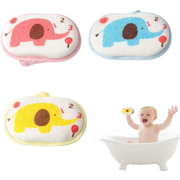 SOLUSTRE Esponja de baño para bebé, esponjas de baño naturales  reutilizables para niños, para recién nacidos, color rosa