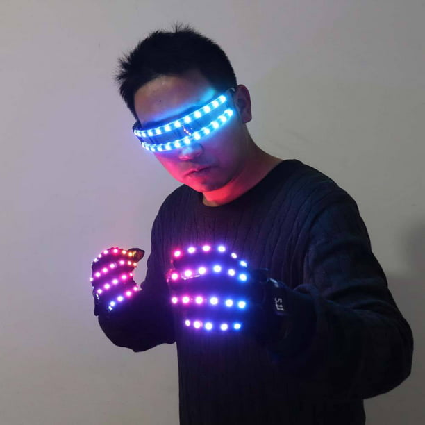 Theefun _ Guantes con luz LED para dedos con 4 pilas adicionales, colorido  disfraz de luz intermitente para niños, niñas, Navidad, Halloween