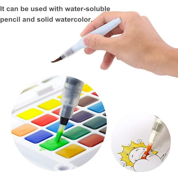 Bolígrafos de pincel de acuarela S/M/L 10 piezas, puntas de pincel  recargables para colorear de agua, suministros de arte para pinturas de  acuarela
