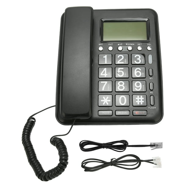 Teléfono con cable, teléfono fijo con cable para el hogar con altavoz e  identificador de llamadas, teléfono con cable de 2 líneas Sonido claro para  el hogar / oficina / hotel