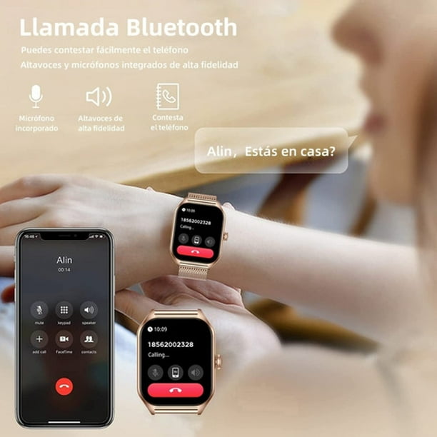 Reloj Inteligente Mujer, 1.85 Smartwatch Llamadas Bluetooth con