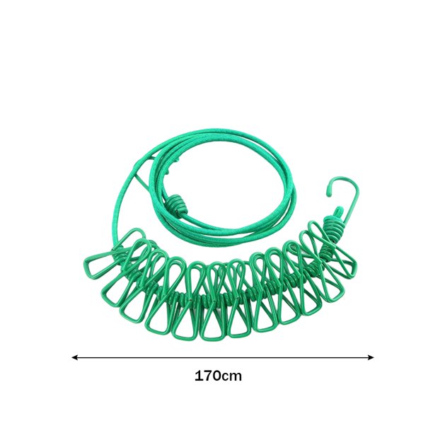 Cuerda de tendedero de PVC con núcleo de alambre 30 m x 3 mm verde