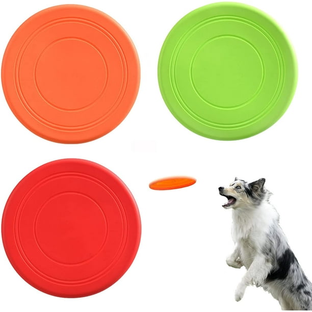 Paquete de 3 Frisbee perro, platillo de caucho natural, disco volador de  juguete de goma, disco vola Rojo Verde