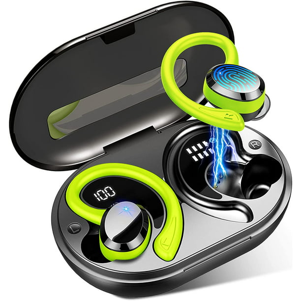 Auriculares inalámbricos, auriculares deportivos Bluetooth 5.3 con ganchos  para los oídos, auriculares internos inalámbricos con sonido inmersivo,  auriculares Bluetooth impermeables IP7, pantalla LED TUNC Sencillez