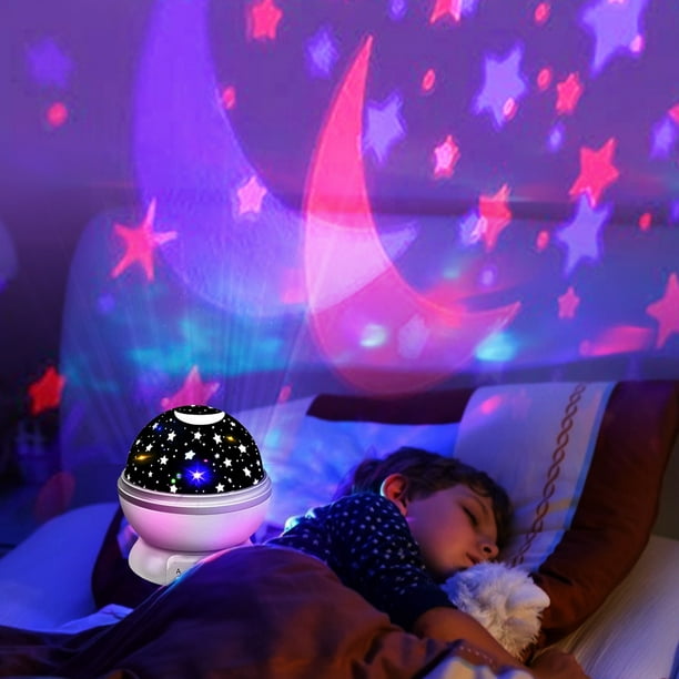 Lampara Proyector Estrellas Luz Led Giratoria Bebe Niños