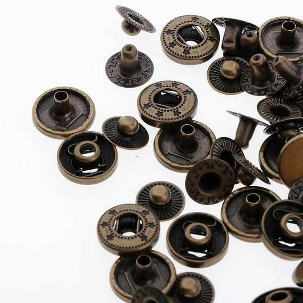 10 juegos de broches de presión de cobre, broches de presión, remaches de  botón de 17 mm para cuero Plata Hugo Botones a presión de cobre