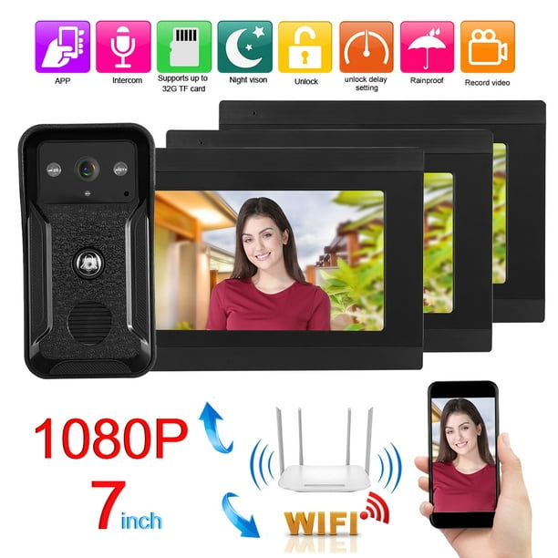 7 pulgadas 1080 p Wifi Smart Video puerta teléfono intercomunicador sistema  para 1-casa de la familia, pantalla táctil, cámara HD de visión nocturna