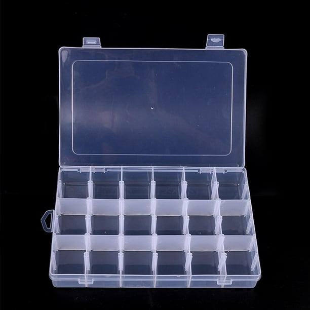 Paquete de 2 cajas organizadoras de plástico grandes de 18 rejillas con  divisores, organizador de caja de aparejos, caja organizadora de joyería