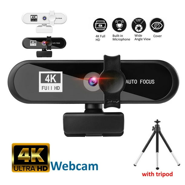 Cámara Web 2K 4K 1080 P para PC, Webcam en línea USB con micrófono, enfoque  automático