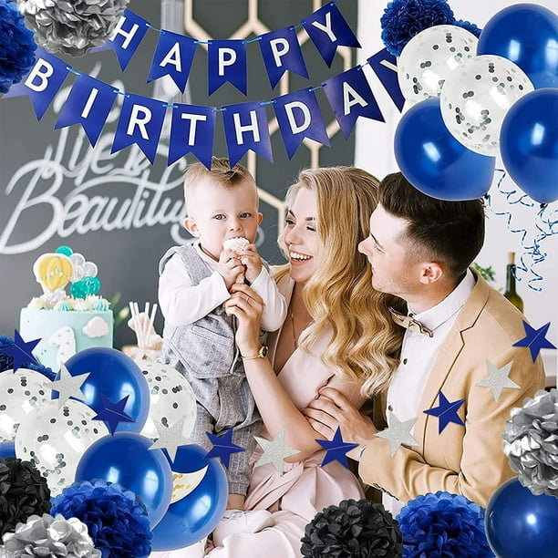 40 ° cumpleaños decoraciones para hombres y mujeres, juego de decoraciones  de fiesta de oro y negro-feliz cumpleaños banner negro y oro globos confeti  globos remolinos Feliz Sencillez