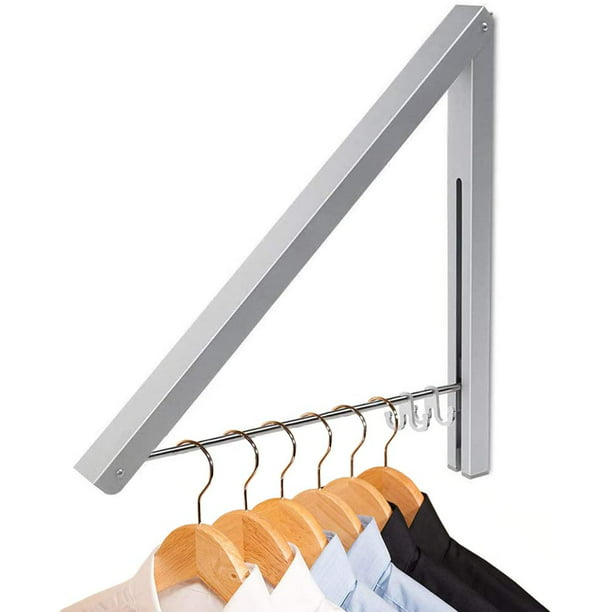 Perchero plegable retráctil para ropa, colgador de ropa montado en la  pared, estante de secado para lavandería Ormromra QH-1350-1