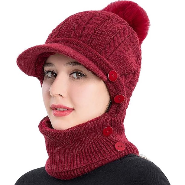 Paquete de 2 gorros de invierno para hombre, gorro de punto con forro polar  de felpa, unisex, moderno, para exteriores, esquí, nieve, para mujer