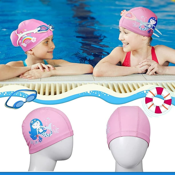Gorros de natación para niños de 2 piezas para niños, niños