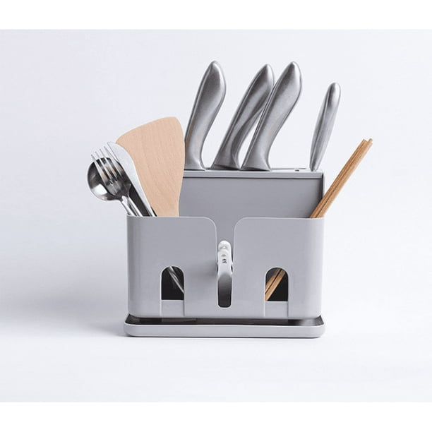Soporte para cuchillos de cocina, caja de almacenamiento multifuncional para  platos, soporte para cuchillos de plástico, escurridor, bloque de cuchillos  de plástico con soportes para cuchillos, bloque de tijera, organizador de  cocina