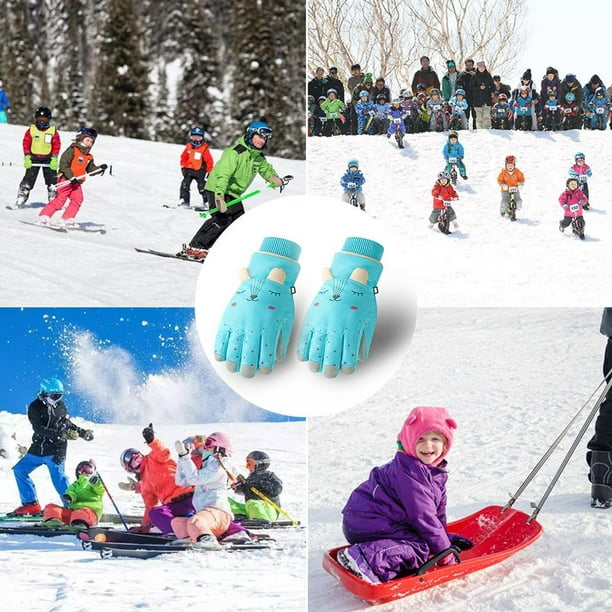 Guantes de esquí de invierno para niños, impermeables, resistentes al  viento, antideslizantes, guantes cálidos de invierno, manoplas de esquí  para niños y niñas