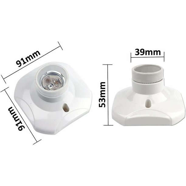 Zócalo de techo con rosca E27, Zócalo de garaje E27, CA 220-240 V,  Portalámparas para bombilla LED, Base de techo E27, Base de lámpara de  plástico blanco para lámpara de pared, Juego