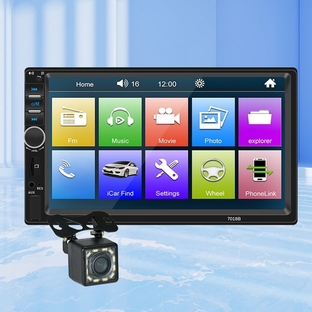 Radio de coche compatible con Bluetooth pantalla táctil de 7 pulgadas  estéreo portátil para coche USB TF FM