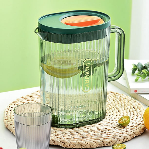 Jarra de vidrio con tapa, 101.4 fl oz - Jarra de agua caliente/fría, jarra  de bebidas de jugo y té helado